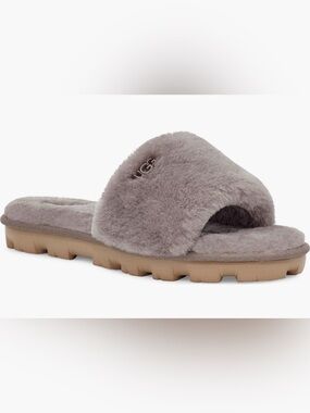 UGG Cosette Plush Shearling Slide Slippers Stormy Gray 8